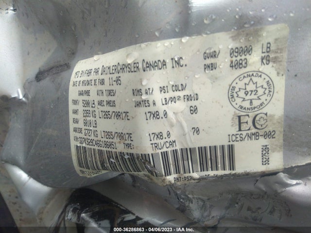 2006 DODGE RAM 2500 SLT VIN: 3D7KS29C46G186051
