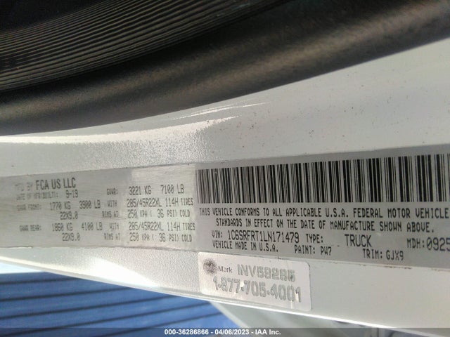 RAM 1500 Laramie 2020 1C6SRFRT1LN171479 Image 11
