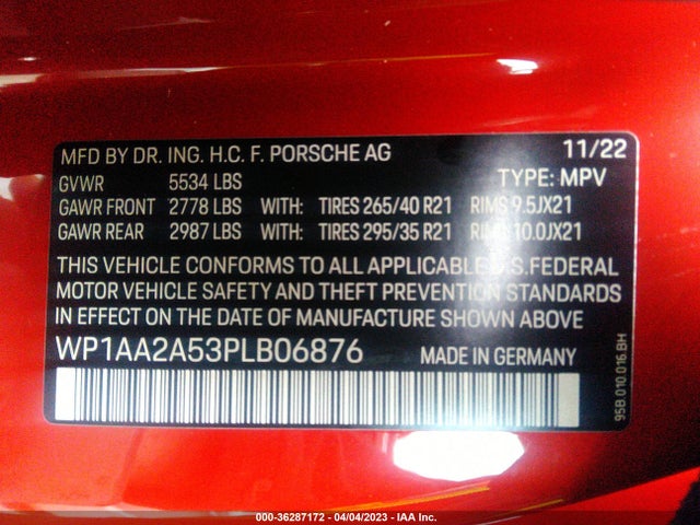 2023 Porsche Macan, VIN: WP1AA2A53PLB06876
