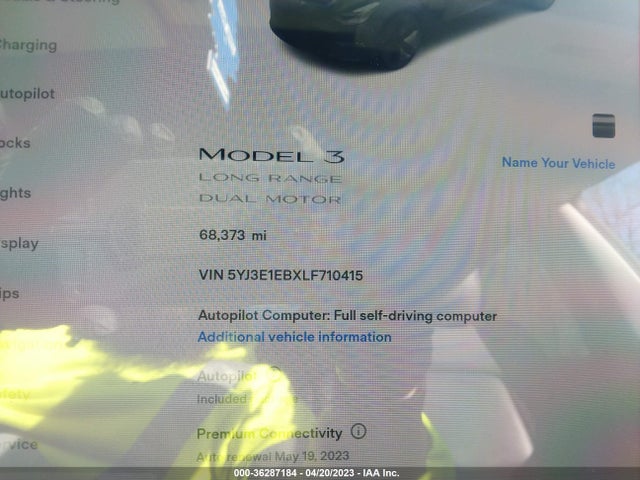 2020 Tesla 3, VIN: 5YJ3E1EBXLF710415