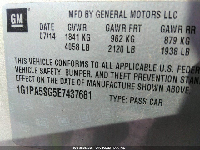 Chevrolet CRUZE LS 2014 1G1PA5SG5E7437681 Image 10