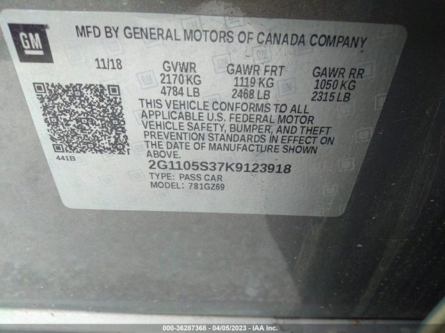 Chevrolet Impala Premier 2019 2G1105S37K9123918 Image 9