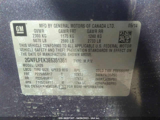 Chevrolet EQUINOX LT 2014 2GNFLFEK3E6351361 Image 10