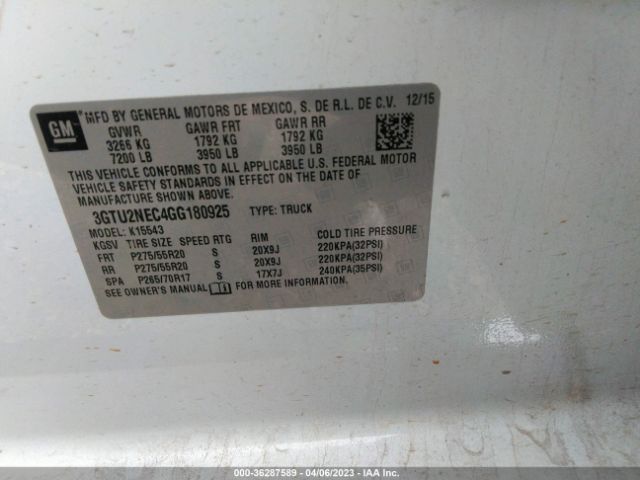 3GTU2NEC4GG180925 GMC Sierra 1500 Slt