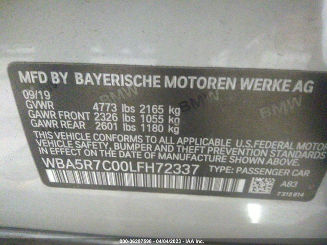 2020 BMW 3 Series, VIN: WBA5R7C00LFH72337