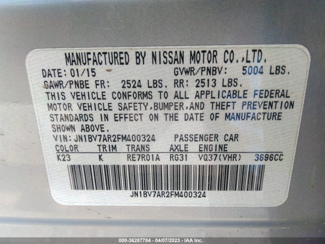 JN1BV7AR2FM400324 Infiniti Q50 SPORT