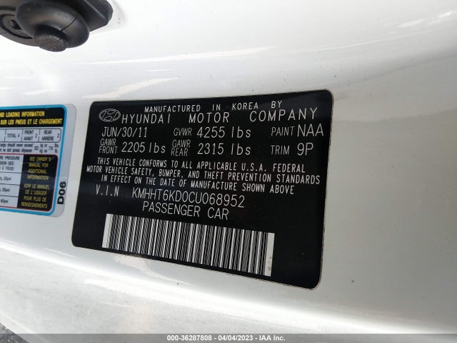 2012 HYUNDAI GENESIS COUPE 2.0T VIN: KMHHT6KD0CU068952
