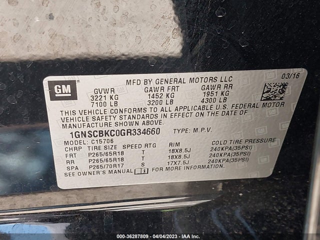 Chevrolet Tahoe Lt 2016 1GNSCBKC0GR334660 Image 10