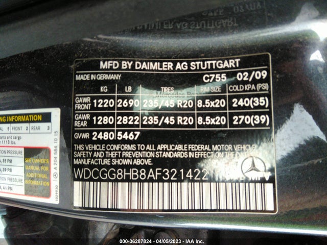 2010 MERCEDES-BENZ GLK-CLASS GLK 350 VIN: WDCGG8HB8AF321422