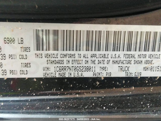 RAM 1500 Laramie 2016 1C6RR7NT0GS238011 Image 9