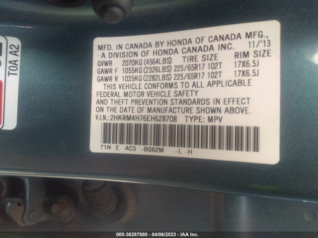 Honda Cr-v Ex-l 2014 2HKRM4H76EH628708 Image 9