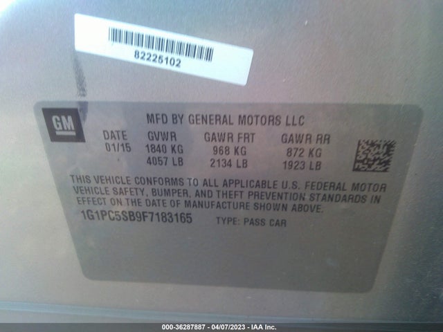 Chevrolet CRUZE LT 2015 1G1PC5SB9F7183165 Image 10
