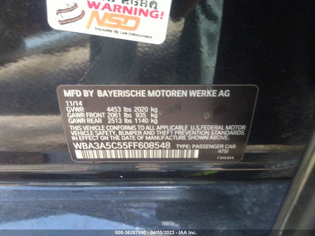BMW 3 Series 328i 2015 WBA3A5C55FF608548 Image 9
