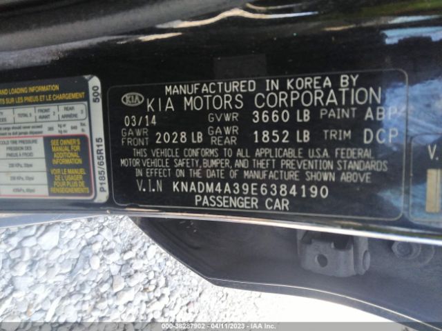 KNADM4A39E6384190 KIA RIO LX