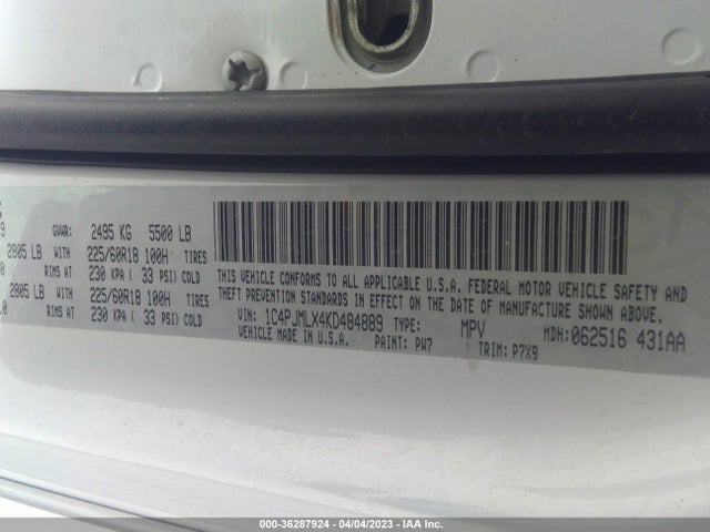 1C4PJMLX4KD484889 Jeep Cherokee Altitude