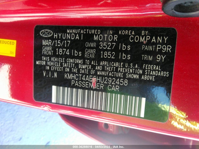 Hyundai ACCENT SE 2017 KMHCT4AE5HU292458 Image 9