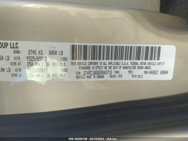 2C4RC1BG6ER343715 Chrysler Town & Country Touring