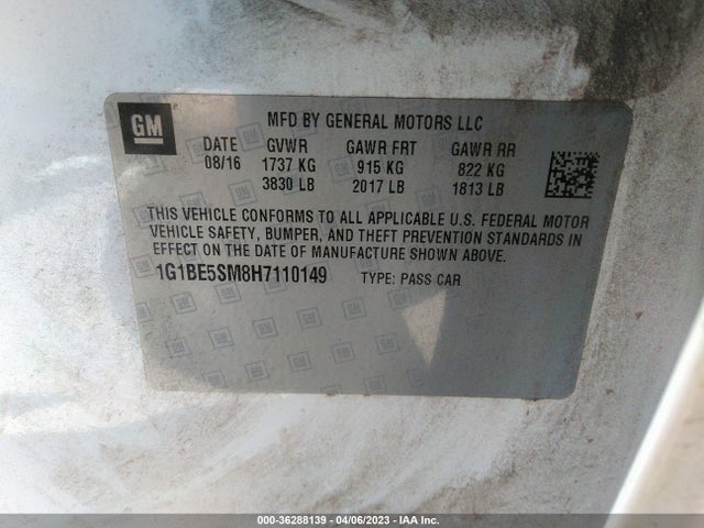 Chevrolet CRUZE LT 2017 1G1BE5SM8H7110149 Image 10