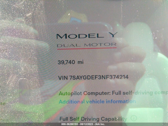 Tesla Model Y Performance 2022 7SAYGDEF3NF374214 Image 9