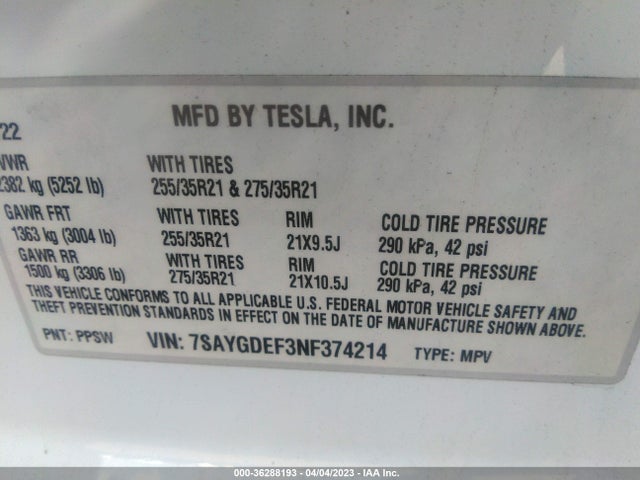 Tesla Model Y Performance 2022 7SAYGDEF3NF374214 Image 11