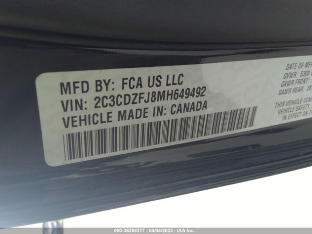 2C3CDZFJ8MH649492 Dodge Challenger R/t Scat Pack