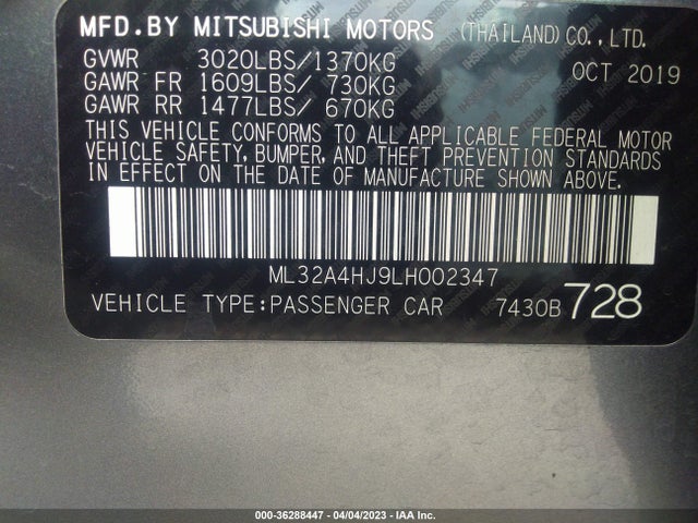 ML32A4HJ9LH002347 Mitsubishi MIRAGE SE