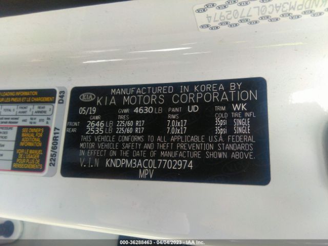 KNDPM3AC0L7702974 KIA Sportage Lx