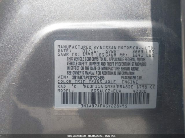 3N1AB7APXGY228495 Nissan Sentra Fe+ S