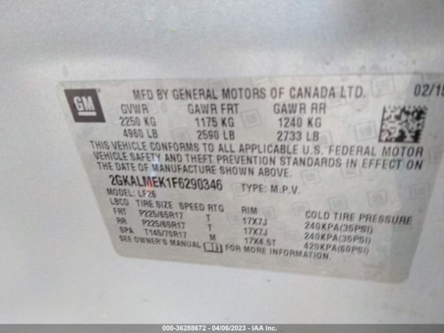 2GKALMEK1F6290346 GMC Terrain Sle