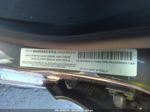 2015 Maserati Quattroporte, VIN: ZAM56PPA1F1135935