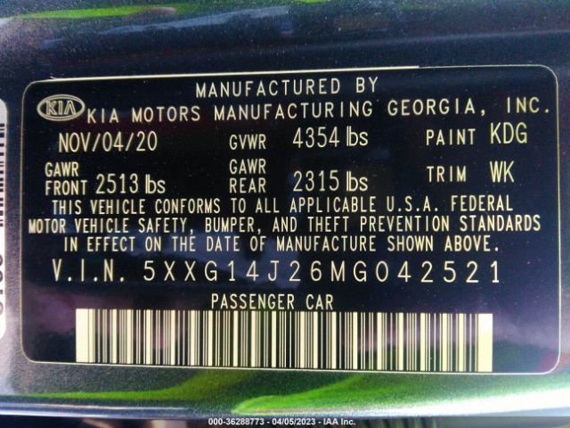 5XXG14J26MG042521 KIA K5 LXS
