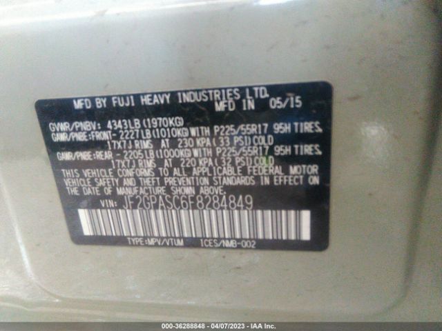 JF2GPASC6F8284849 Subaru Xv Crosstrek Limited
