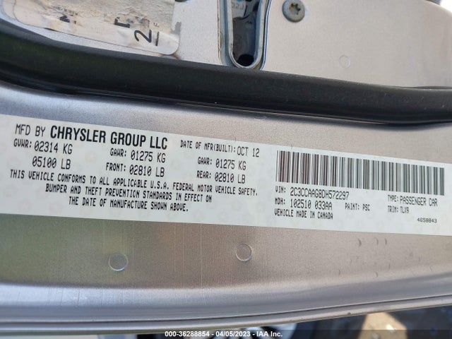 2013 CHRYSLER 300 VIN: 2C3CCAAG8DH572297