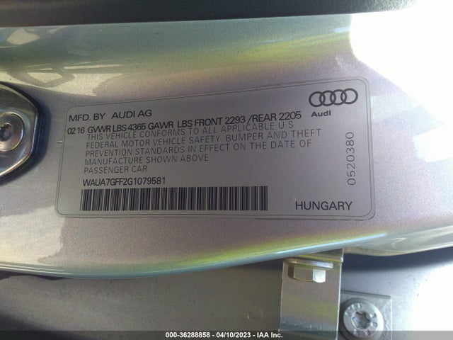 WAUA7GFF2G1079581 Audi A3 1.8t Premium