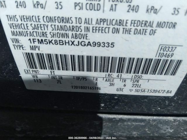 1FM5K8BHXJGA99335 Ford Explorer Base