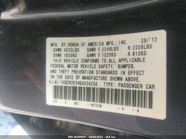 Honda Accord Sedan Lx 2014 1HGCR2E34EA024256 Image 9