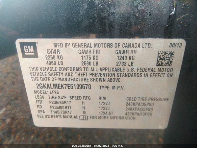 2GKALMEK7E6109670 GMC Terrain Sle