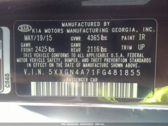 5XXGN4A71FG481855 KIA OPTIMA EX