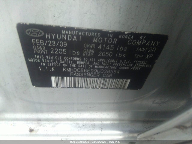 2009 HYUNDAI ELANTRA TOURING VIN: KMHDC86E99U038564