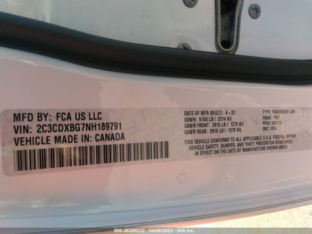 2C3CDXBG7NH189791 Dodge Charger Sxt
