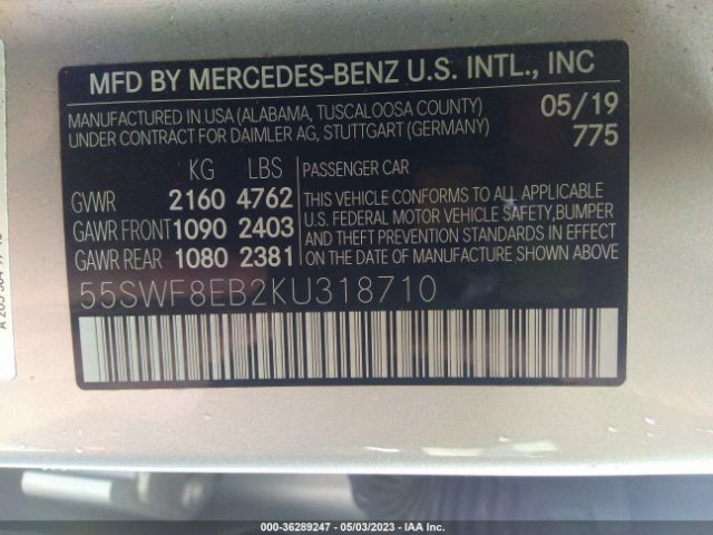 55SWF8EB2KU318710 Mercedes-Benz C-class C 300