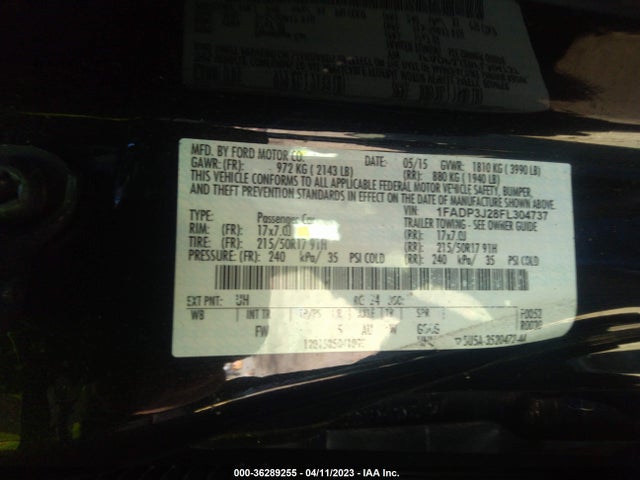 2015 FORD FOCUS TITANIUM VIN: 1FADP3J28FL304737