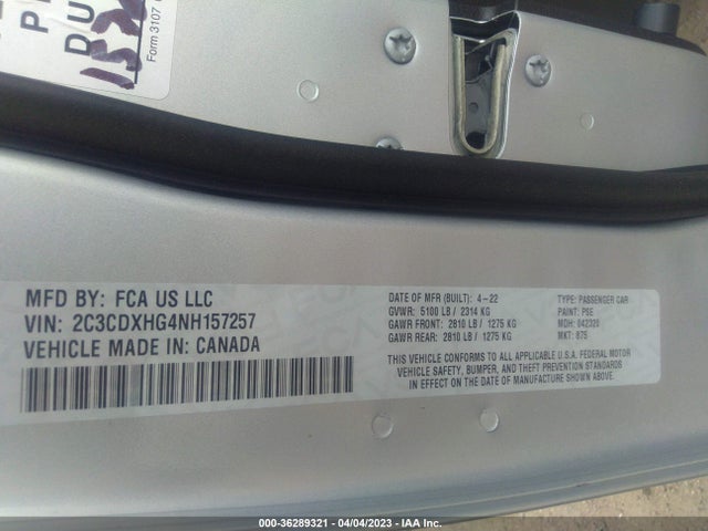 Dodge CHARGER GT 2022 2C3CDXHG4NH157257 Image 11