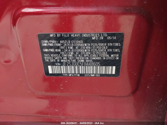 JF2SJGUC5FH448605 Subaru Forester 2.0xt Touring