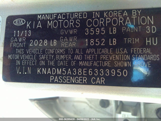 KIA RIO LX 2014 KNADM5A38E6333950 Image 10