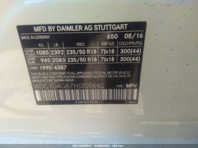 WDCTG4GB7HJ300660 Mercedes-Benz Gla Gla 250