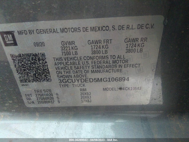 Chevrolet Silverado 1500 Lt 2021 3GCUYDED5MG106894 Image 9