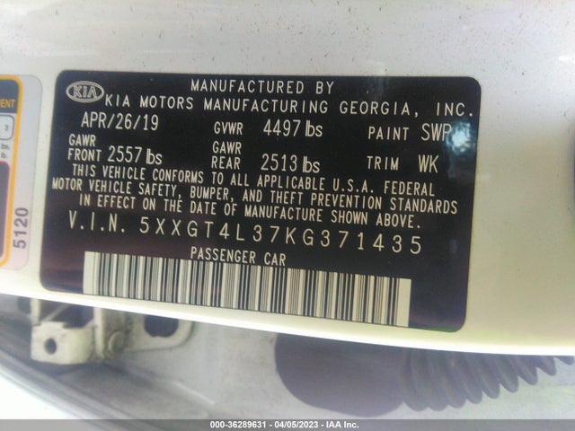 KIA Optima Lx 2019 5XXGT4L37KG371435 Image 9