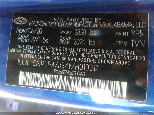 Hyundai Elantra Limited 2021 5NPLP4AG4MH010017 Image 10