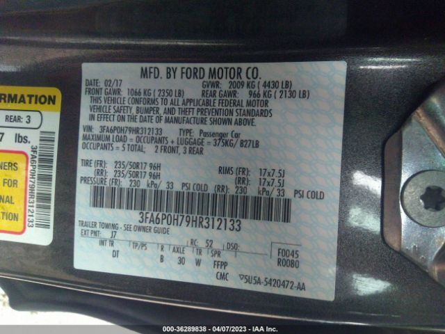 3FA6P0H79HR312133 Ford FUSION SE